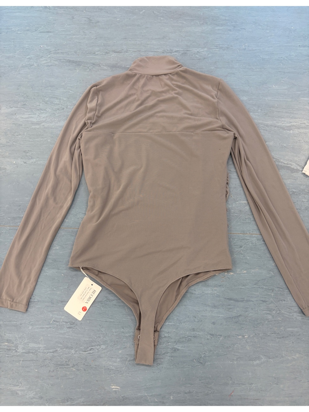 Women’s Long-Sleeve Taupe Swim Bodysuit